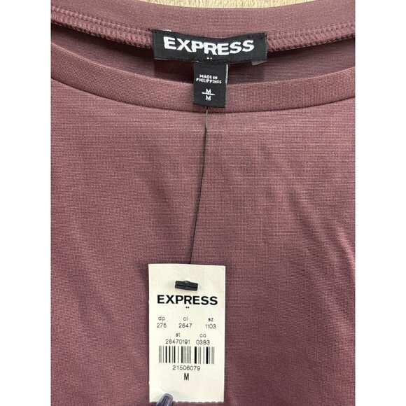 Express Mauve Short Sleeve Twist Front Top M - Picture 3 of 6